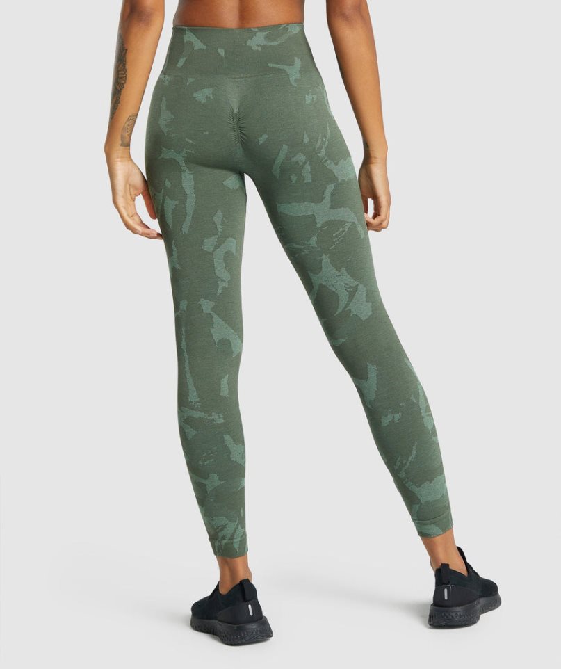 Women's Gymshark Adapt Camo Seamless Leggings Green | NZ 5VYNGW